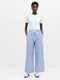 Striped Poplin Pull-On Palazzo Trousers