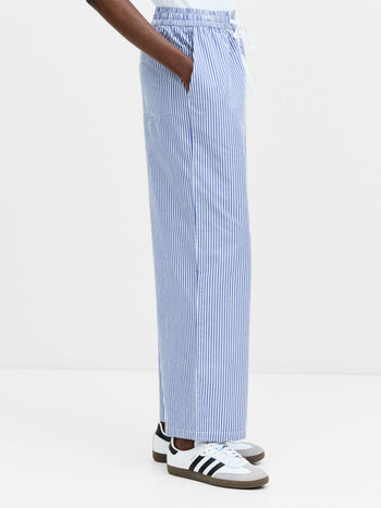Striped Poplin Pull-On Palazzo Trousers