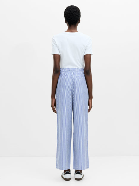 Striped Poplin Pull-On Palazzo Trousers