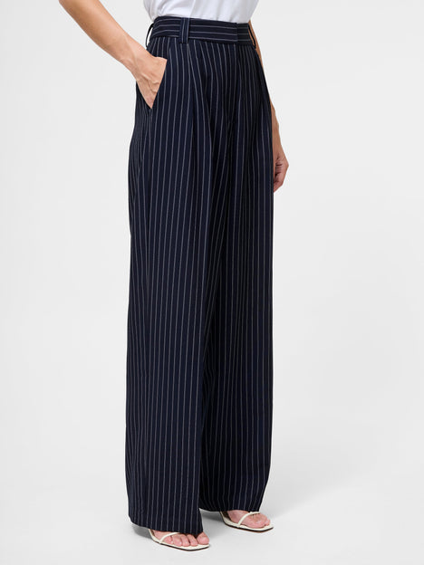 Pinstripe Tailored Wide Leg Trousers