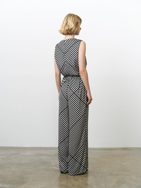 Striped Damasco Wide Leg Trousers