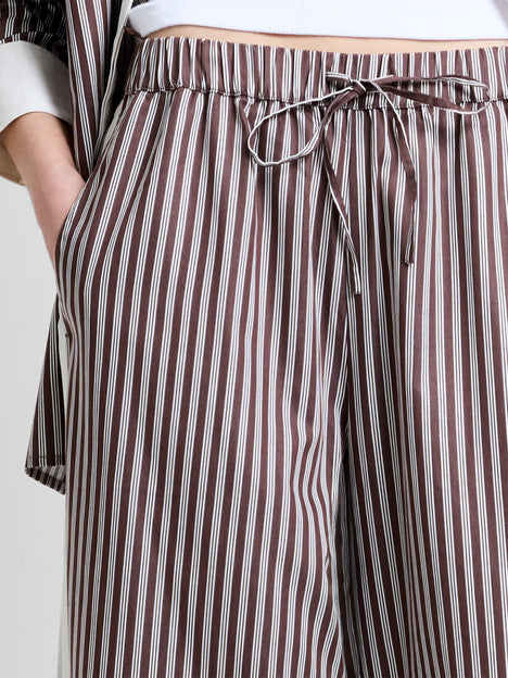 Alexis Cotton Brown Striped Wide Leg Trousers