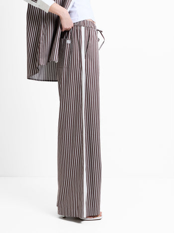 Alexis Cotton Brown Striped Wide Leg Trousers
