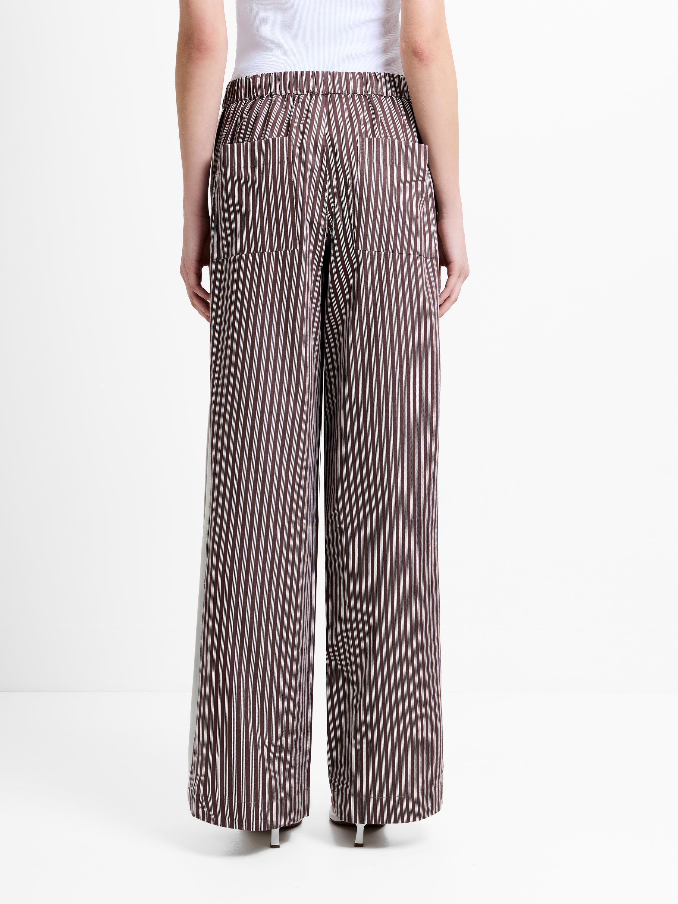 Alexis Cotton Brown Striped Wide Leg Trousers