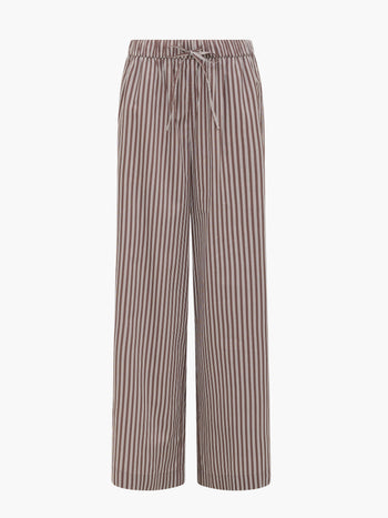 Alexis Cotton Brown Striped Wide Leg Trousers