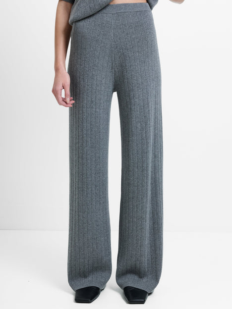 Javier Grey Knit Wide Leg Trousers