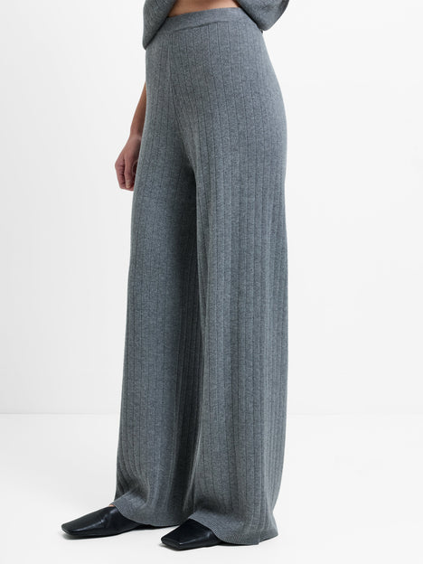 Javier Grey Knit Wide Leg Trousers