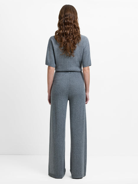 Javier Grey Knit Wide Leg Trousers