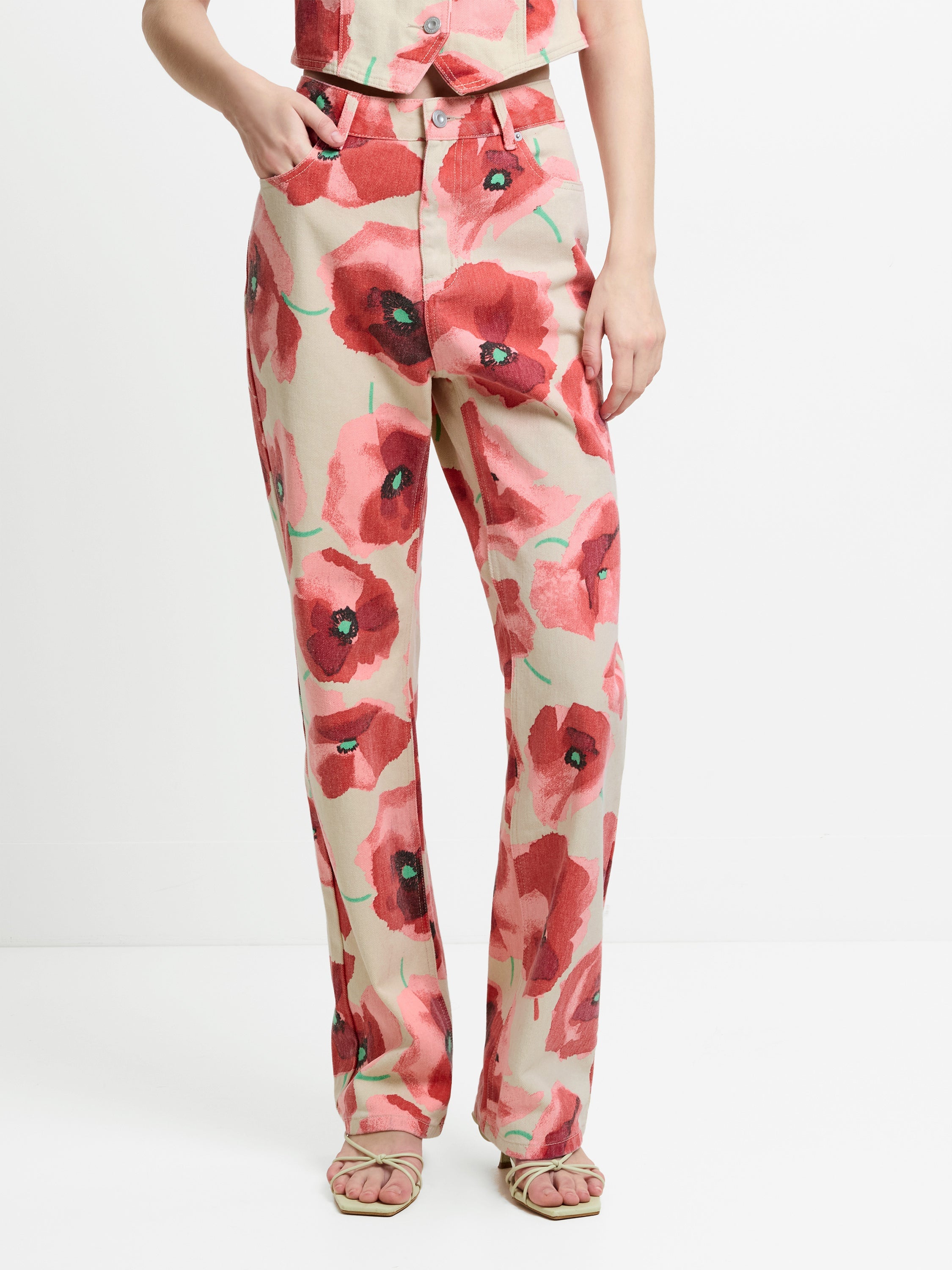 Poppy Dallas Printed Denim Wide Leg Jeans