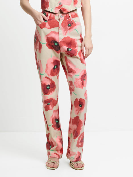 Poppy Dallas Printed Denim Wide Leg Jeans