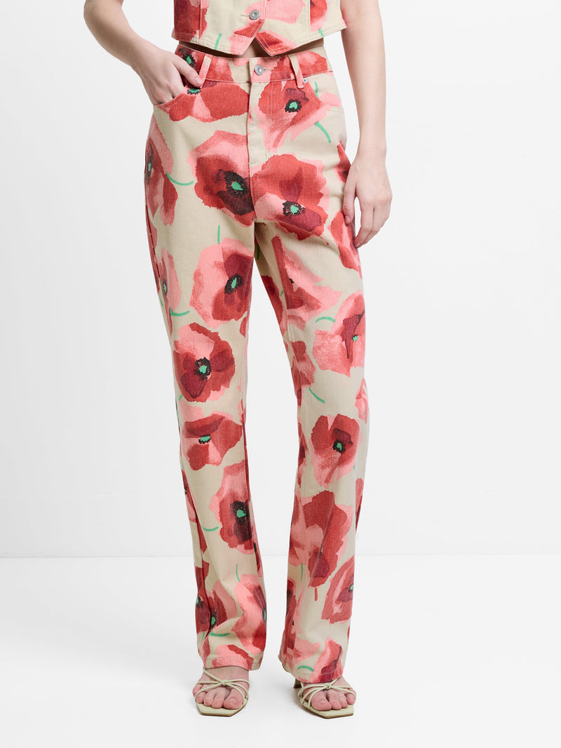 Poppy Dallas Printed Denim Wide Leg Jeans