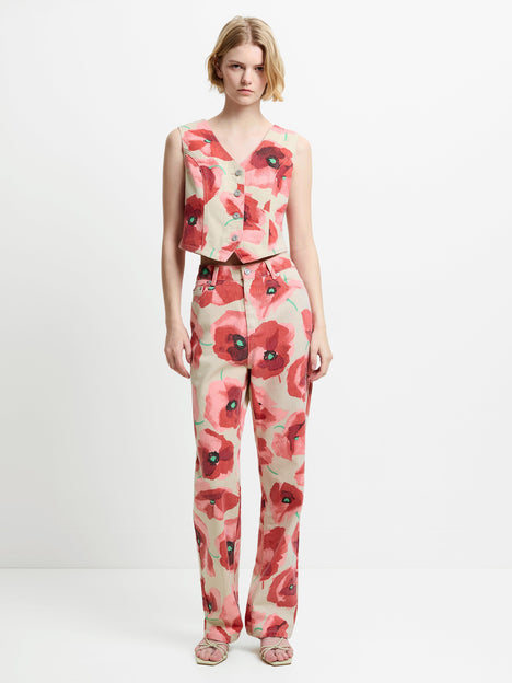 Poppy Dallas Printed Denim Wide Leg Jeans