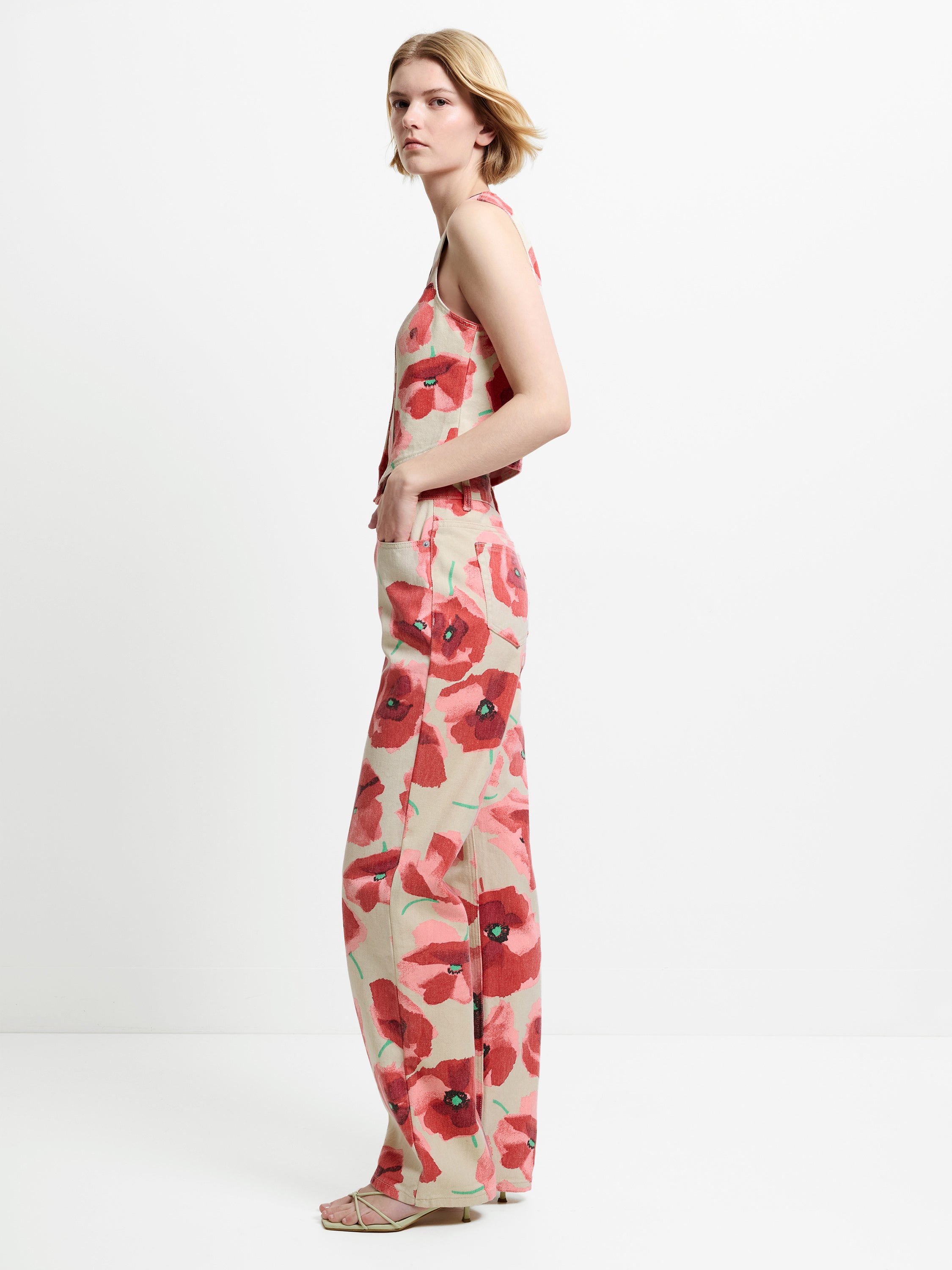 Poppy Dallas Printed Denim Wide Leg Jeans