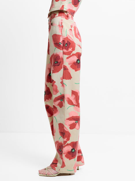 Poppy Dallas Printed Denim Wide Leg Jeans