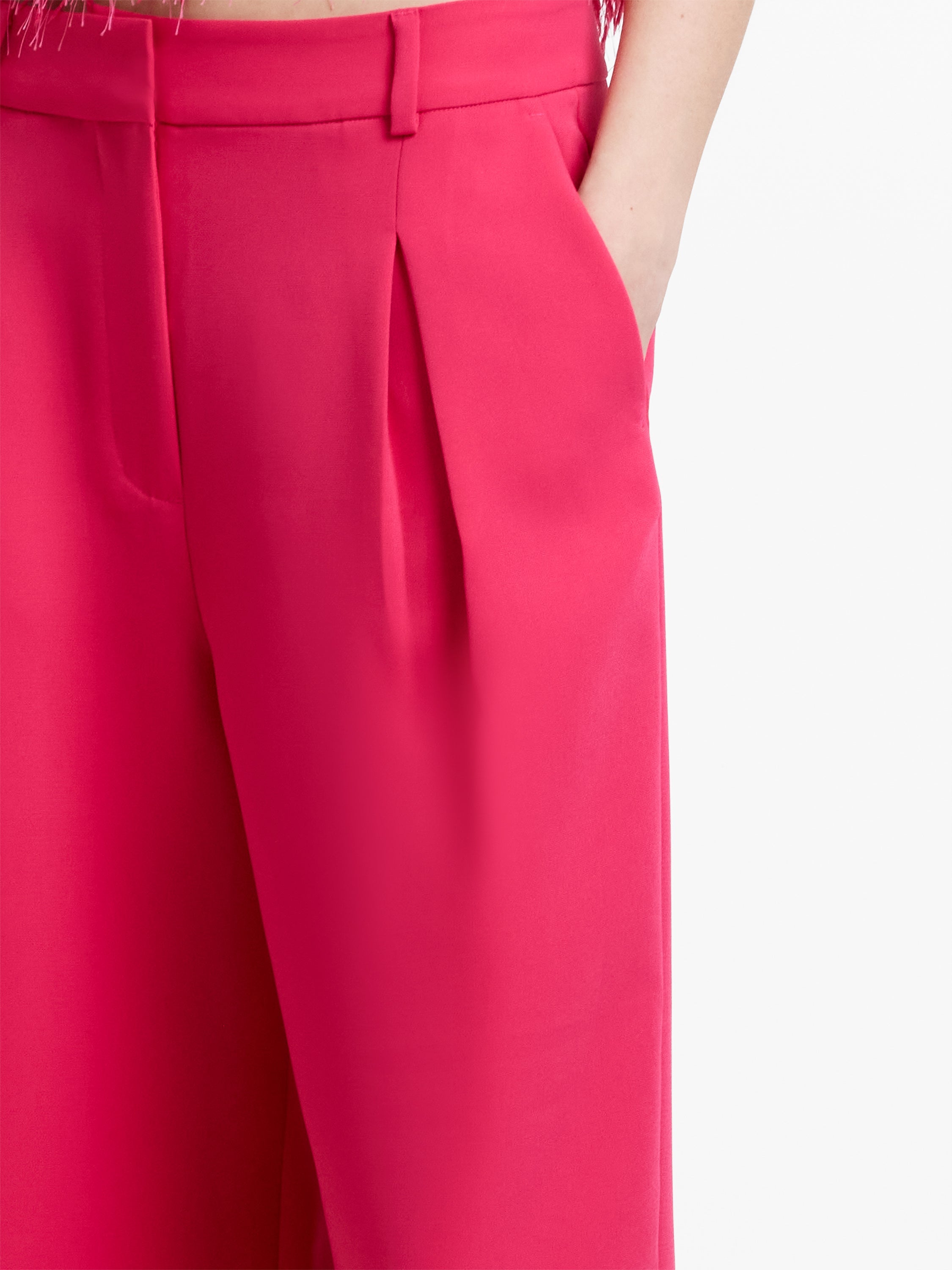 Tiana Crepe Pleated Wide Leg Trousers