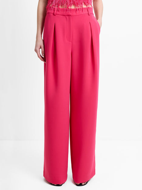 Tiana Crepe Pleated Wide Leg Trousers