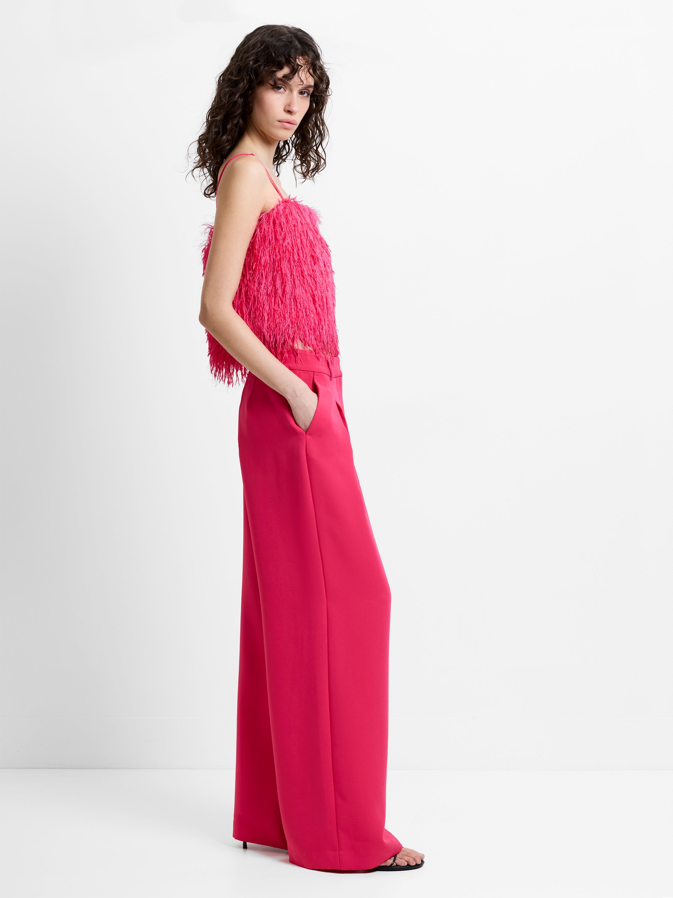 Tiana Crepe Pleated Wide Leg Trousers