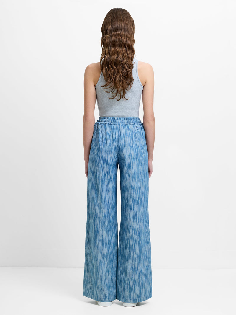 Bessie Textured Denim Wide Leg Trousers