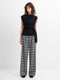Kira Checks Wide Leg Pleated Trousers