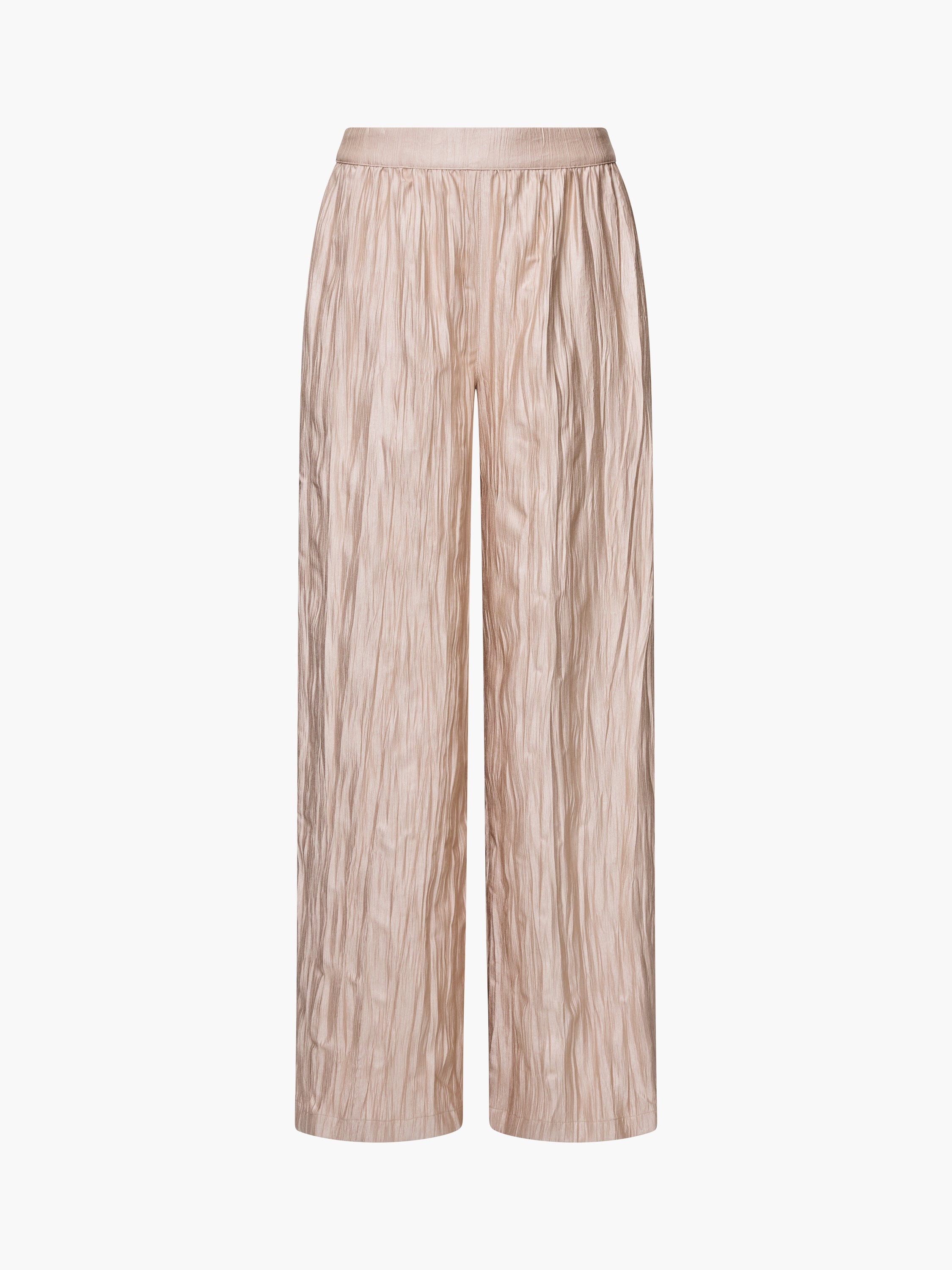 Novie Crinkle Taupe Wide Leg Trousers