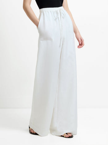 Cooper Linen White Pull-On Wide Leg Trousers