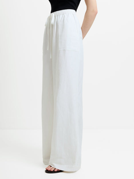 Cooper Linen White Pull-On Wide Leg Trousers