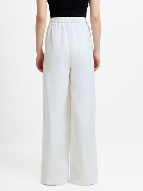 Cooper Linen White Pull-On Wide Leg Trousers