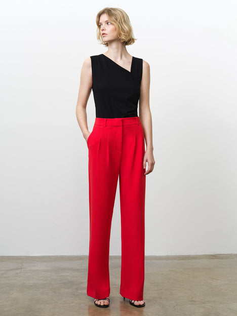 Carlie Tailored Red Wide Leg Trousers