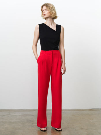 Carlie Tailored Red Wide Leg Trousers