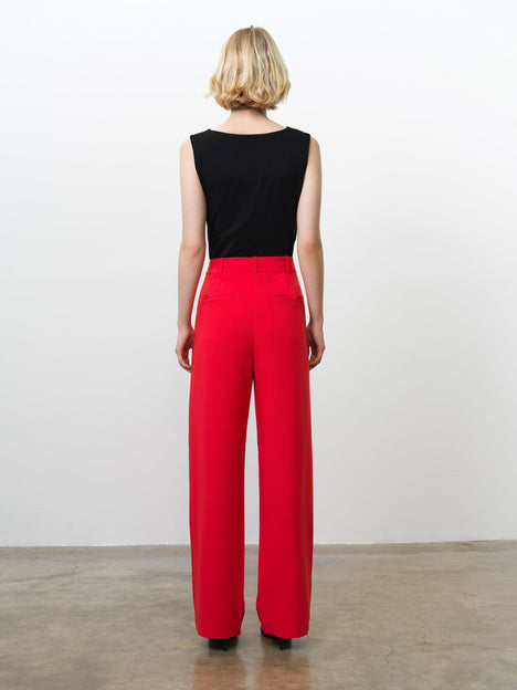 Carlie Tailored Red Wide Leg Trousers