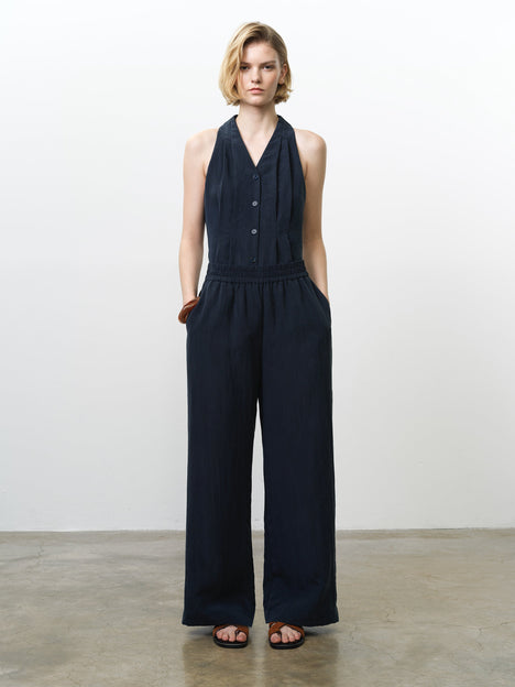 Melina Navy Wide Leg Trousers