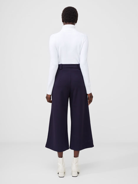 Whisper High Waisted Navy Belted Culotte Trousers