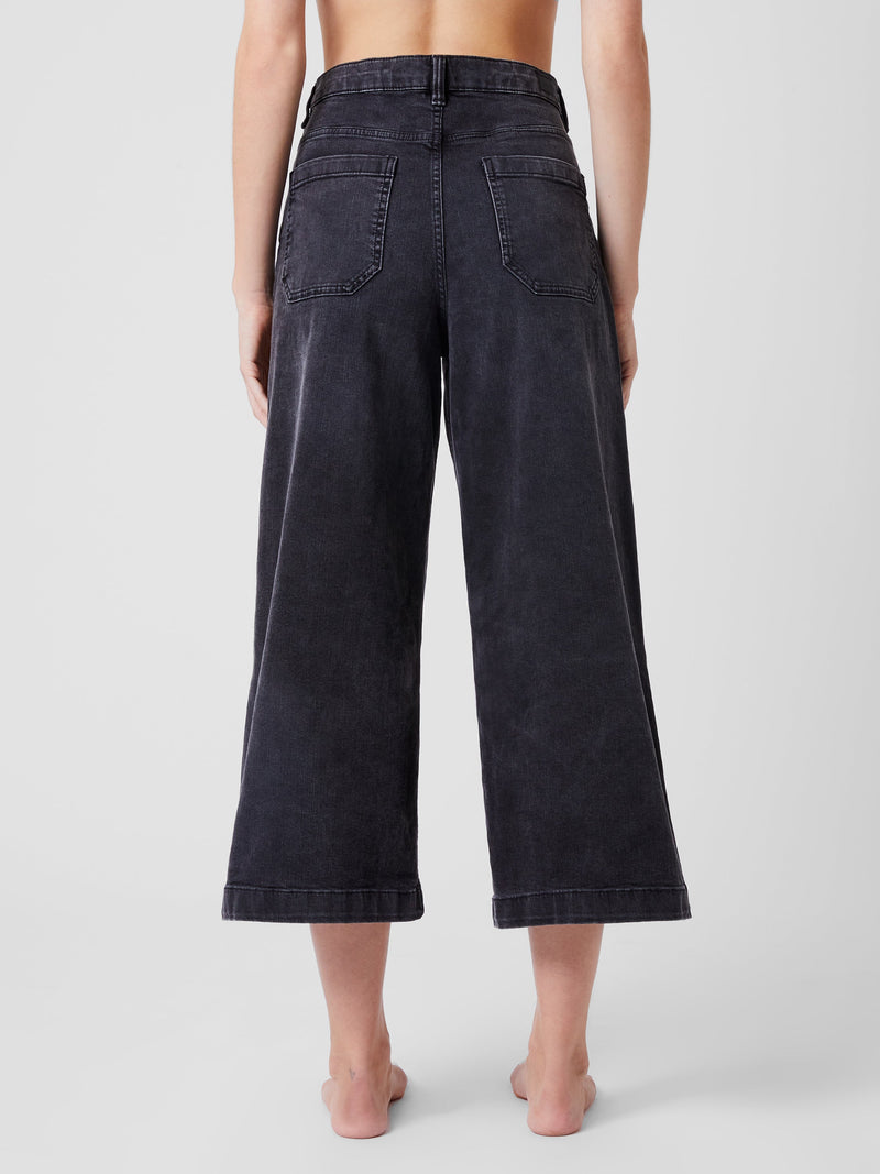 Stretch Denim Wide Leg Culottes 25 Inch