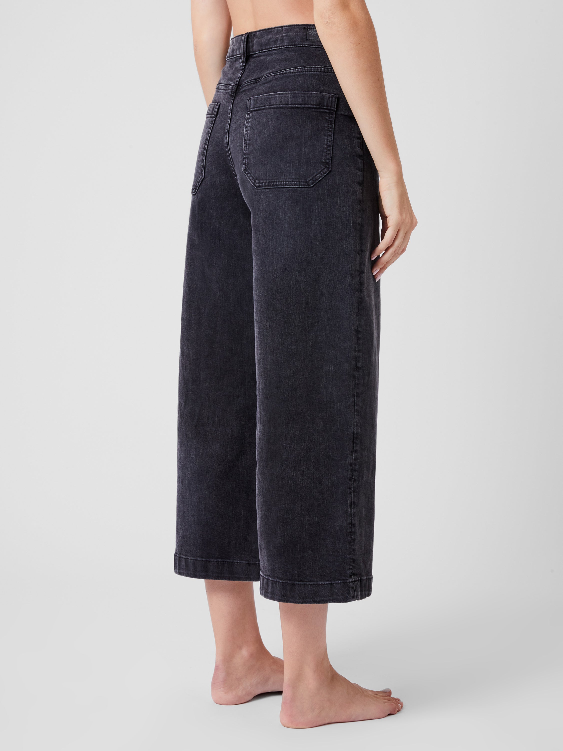 Stretch Denim Wide Leg Culottes 25 Inch