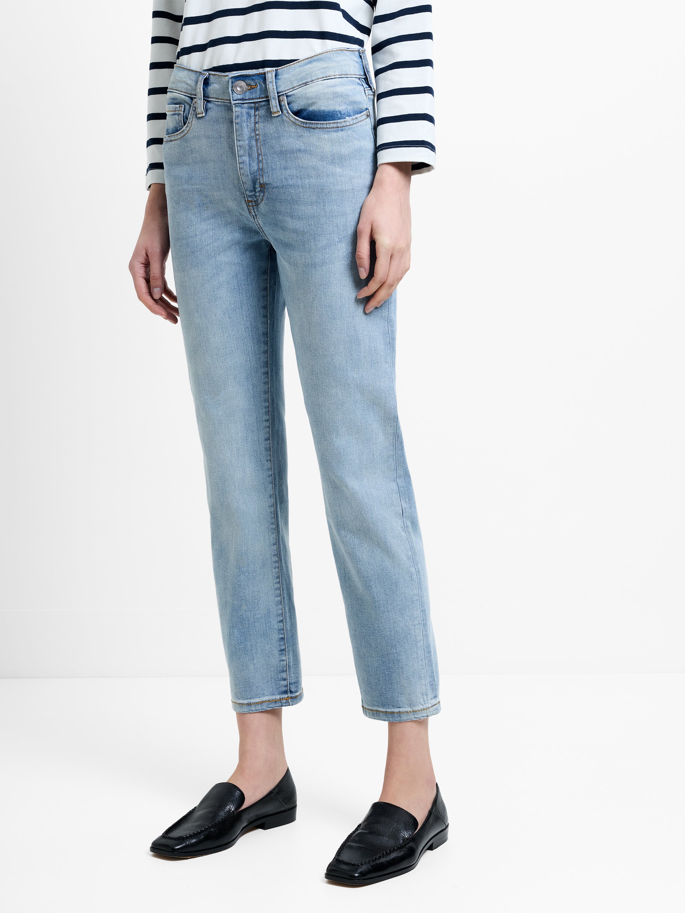 Stretch Denim Cigarette Fit Ankle Length Jeans 28 Inch