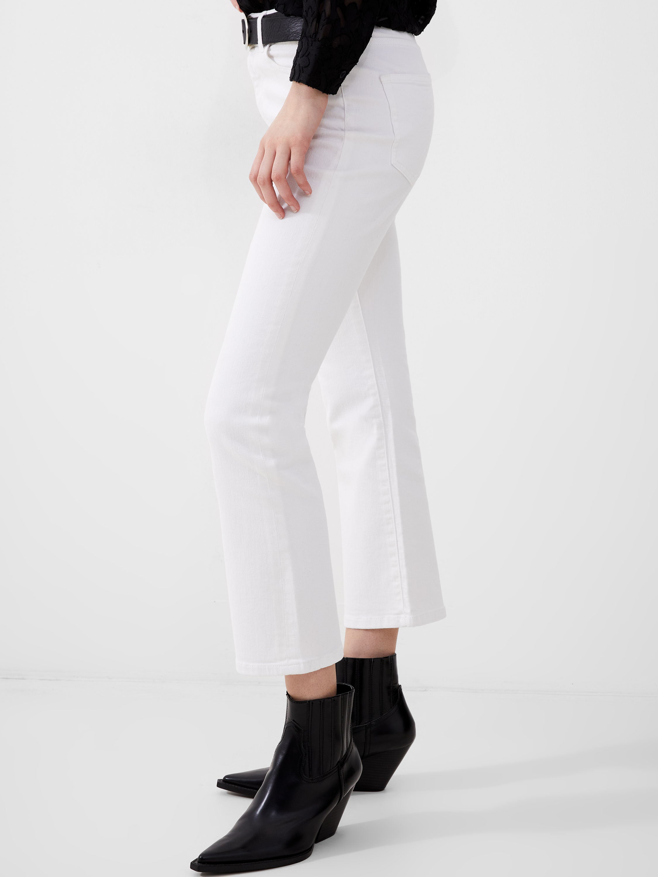 Stretch Denim Bootcut Ankle Length Jeans 30 Inch White