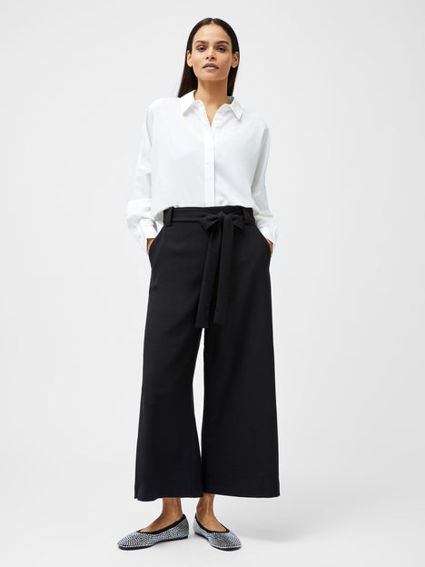 Whisper High Waisted Black Belted Culotte Trousers