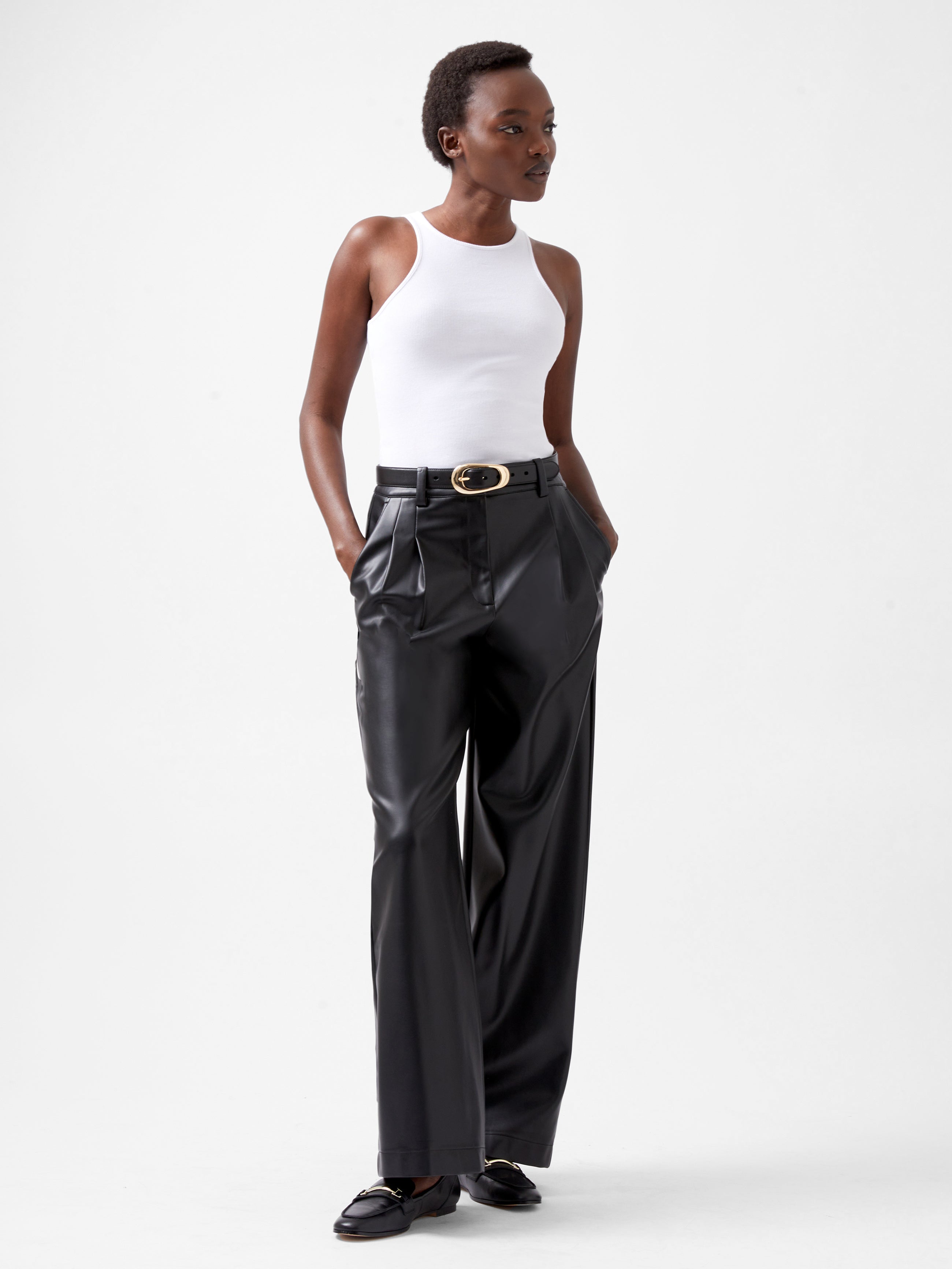 Crolenda PU Wide Leg Trousers