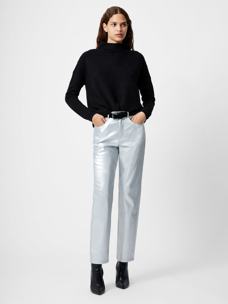 Faux Leather Regular Fit Jeans