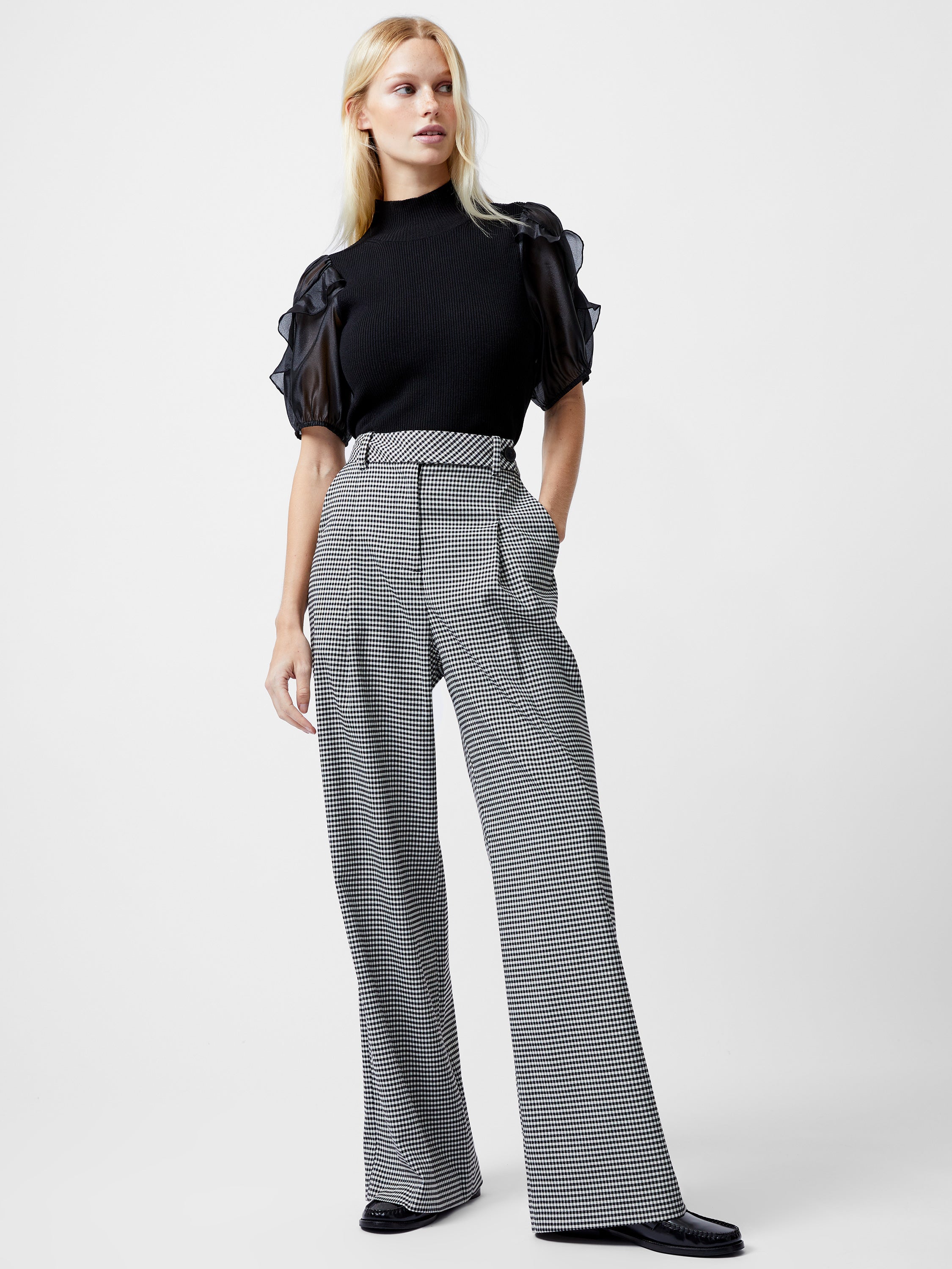 Holden Houndstooth Wide Leg Trousers