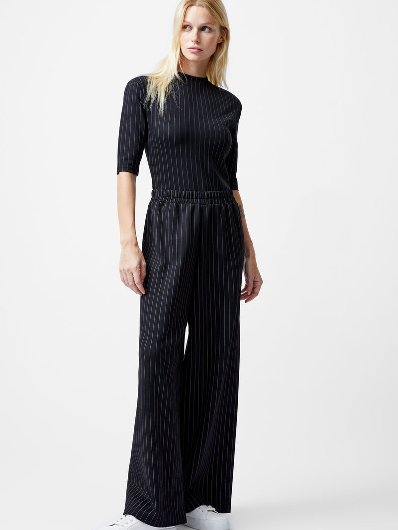 Regina Jersey Pinstripe Wide Leg Trousers