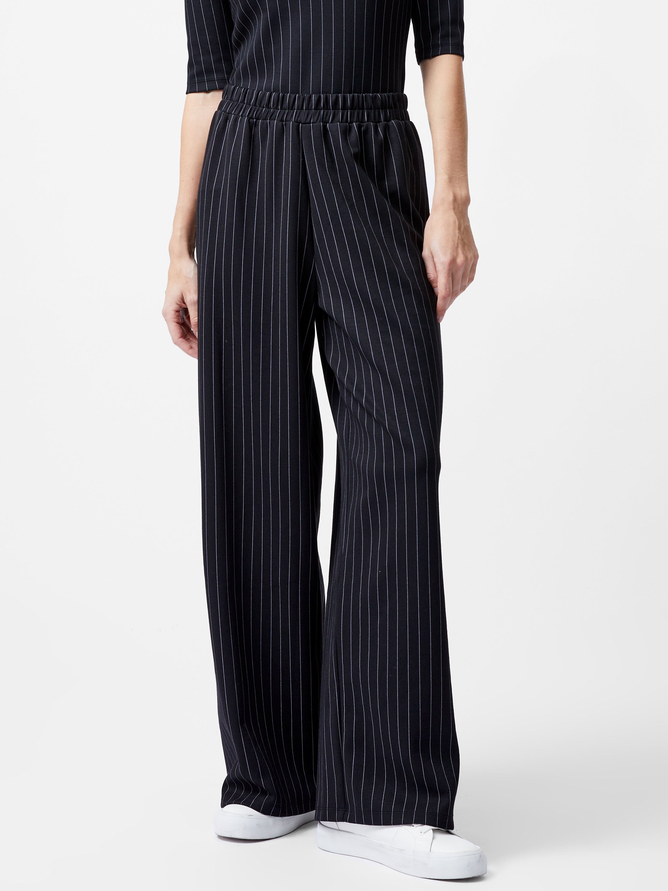 Regina Jersey Pinstripe Wide Leg Trousers