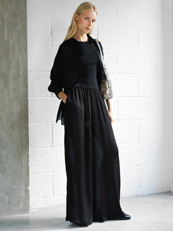 Terry Crinkle Wide Leg Trousers