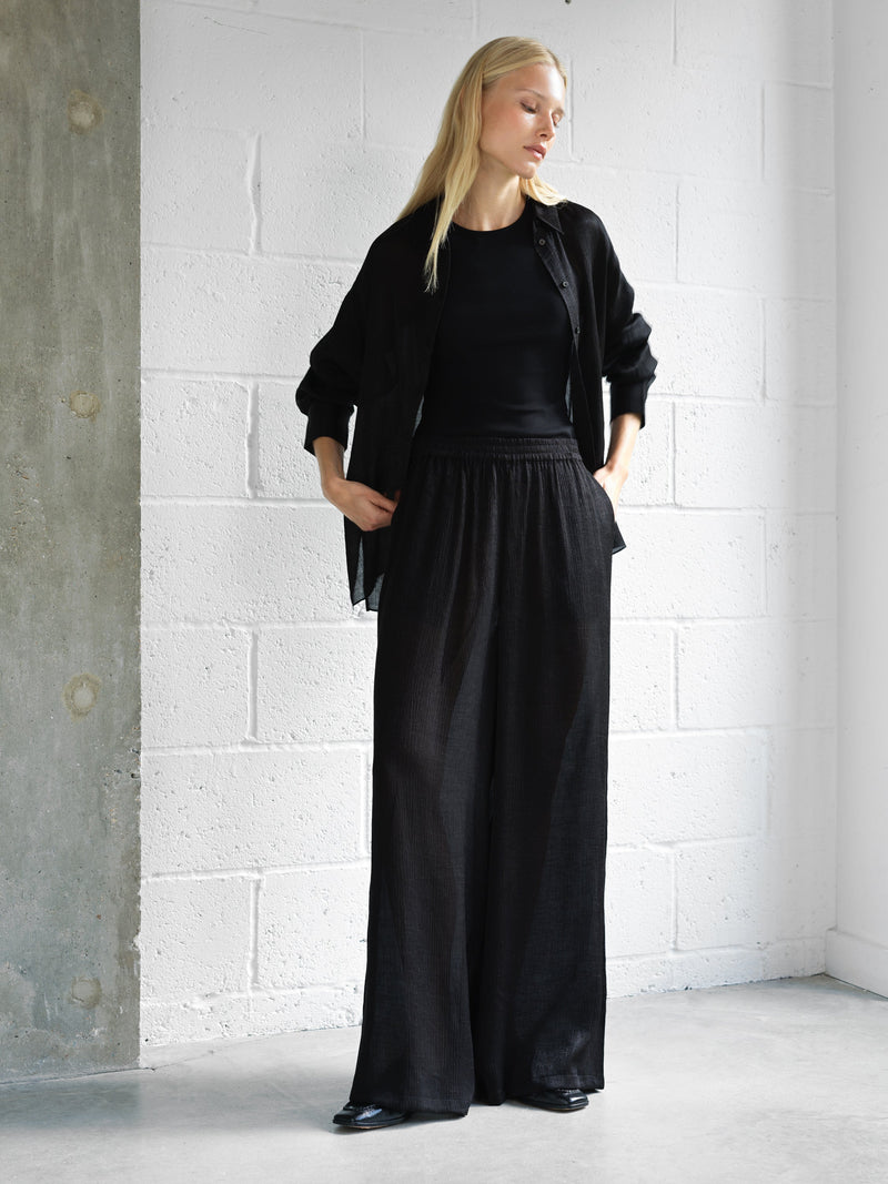 Terry Crinkle Wide Leg Trousers