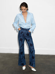 Jennie Denim Lace Print Flared Jeans