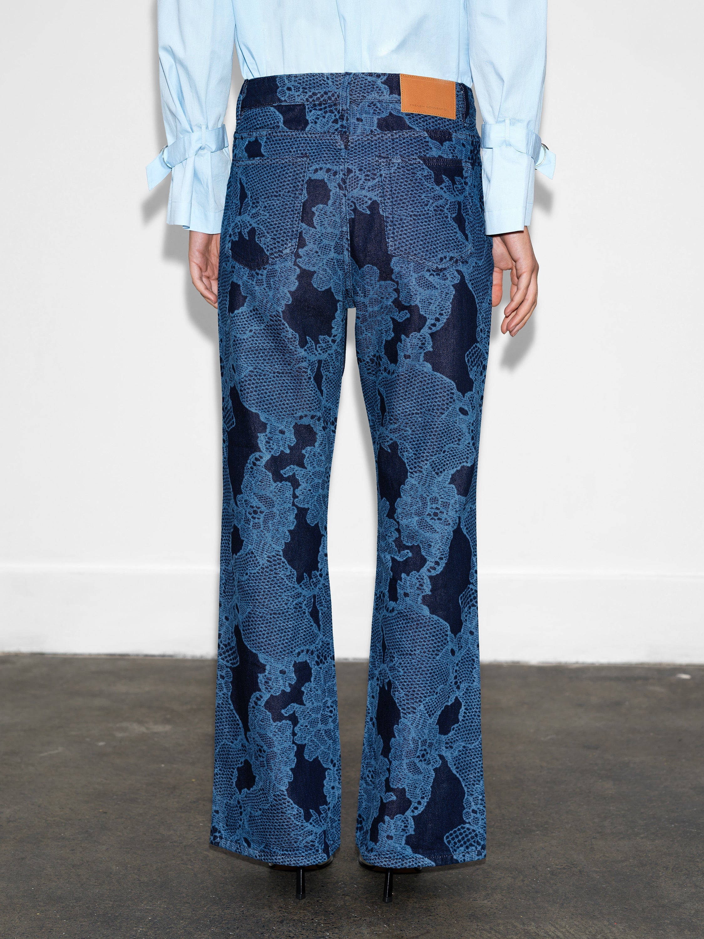 Jennie Denim Lace Print Flared Jeans