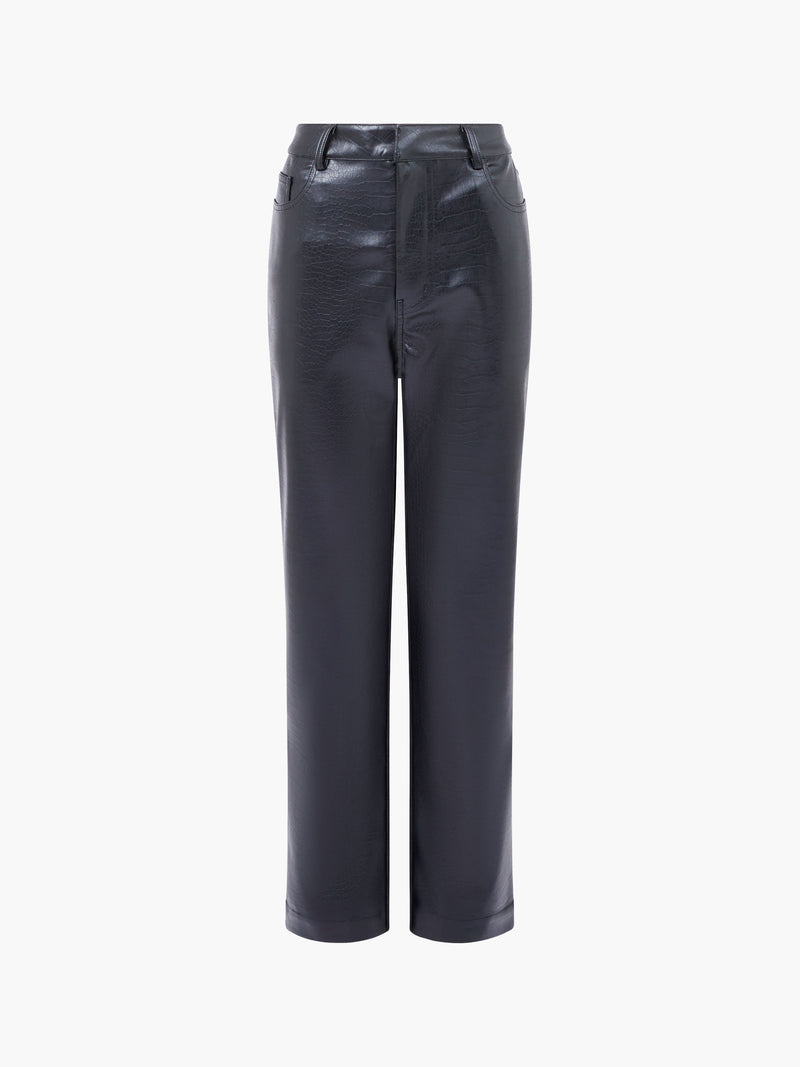 Brody Croc PU Straight Leg Trousers