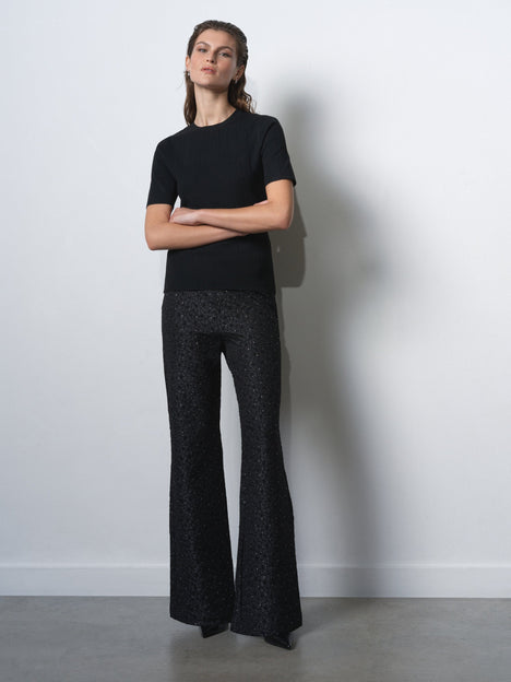 Yelena Jacquard Diamante Flared Trousers