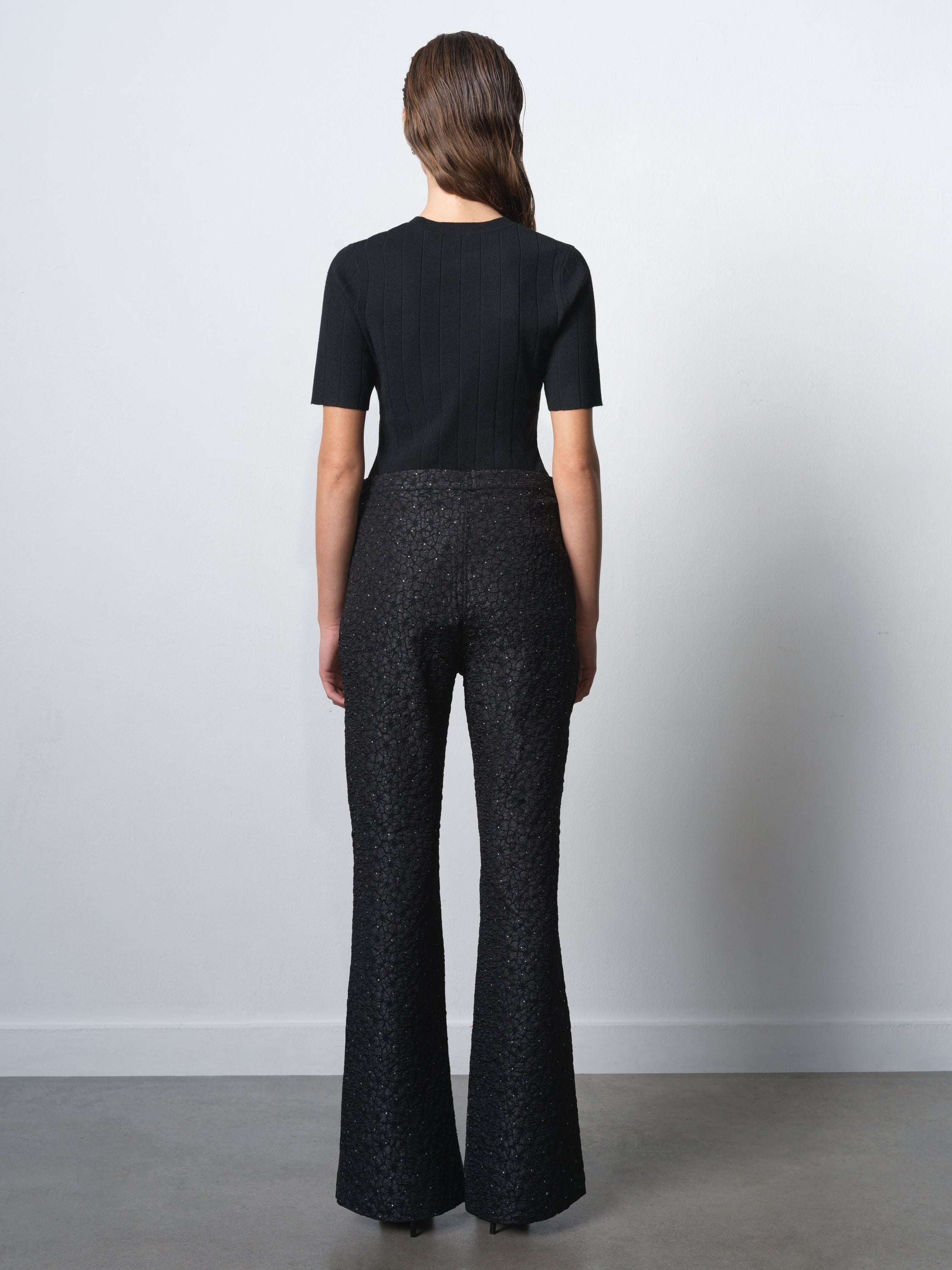 Yelena Jacquard Diamante Flared Trousers