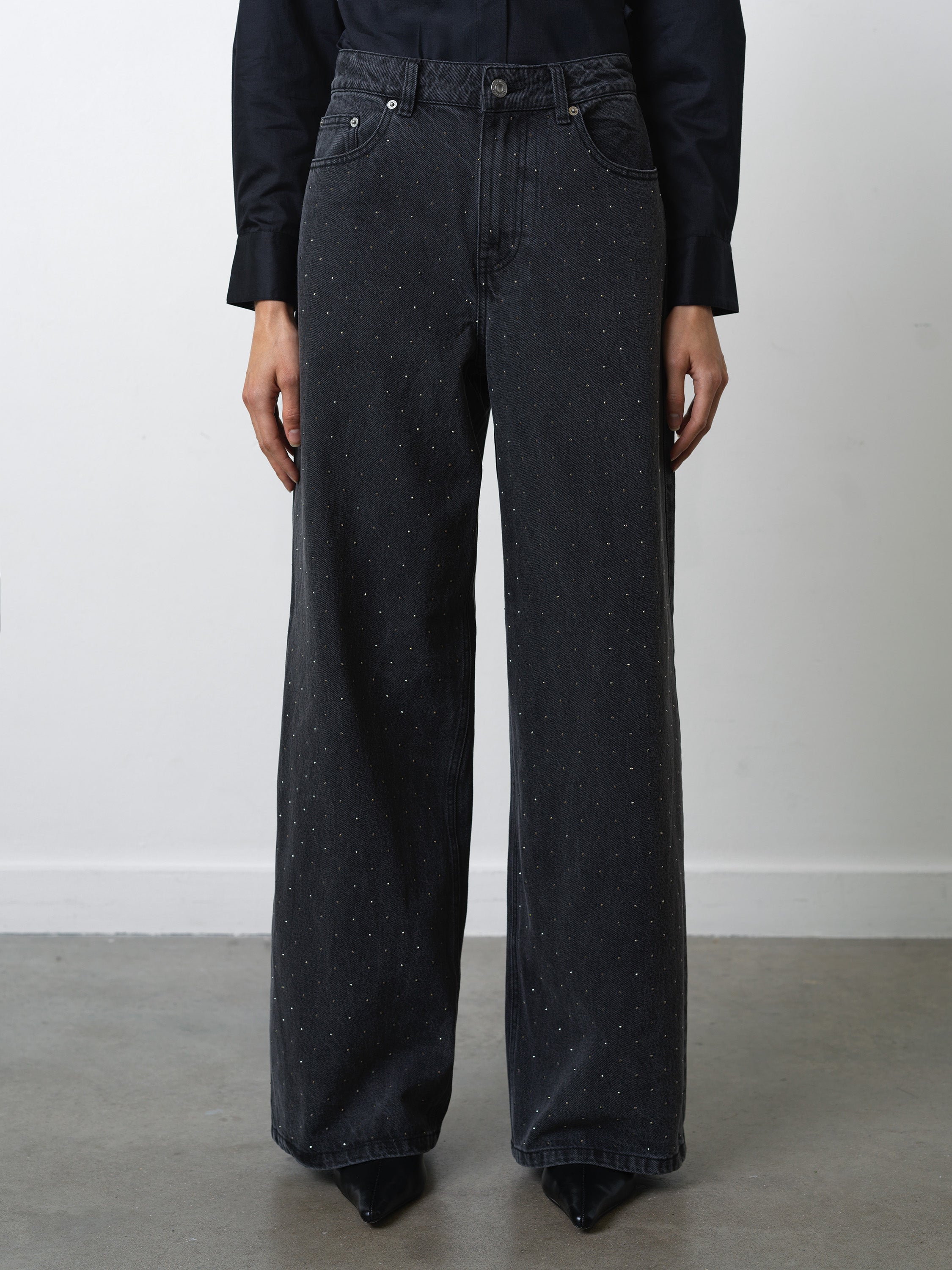 Ralphie Denim Embellished Wide Leg Jeans